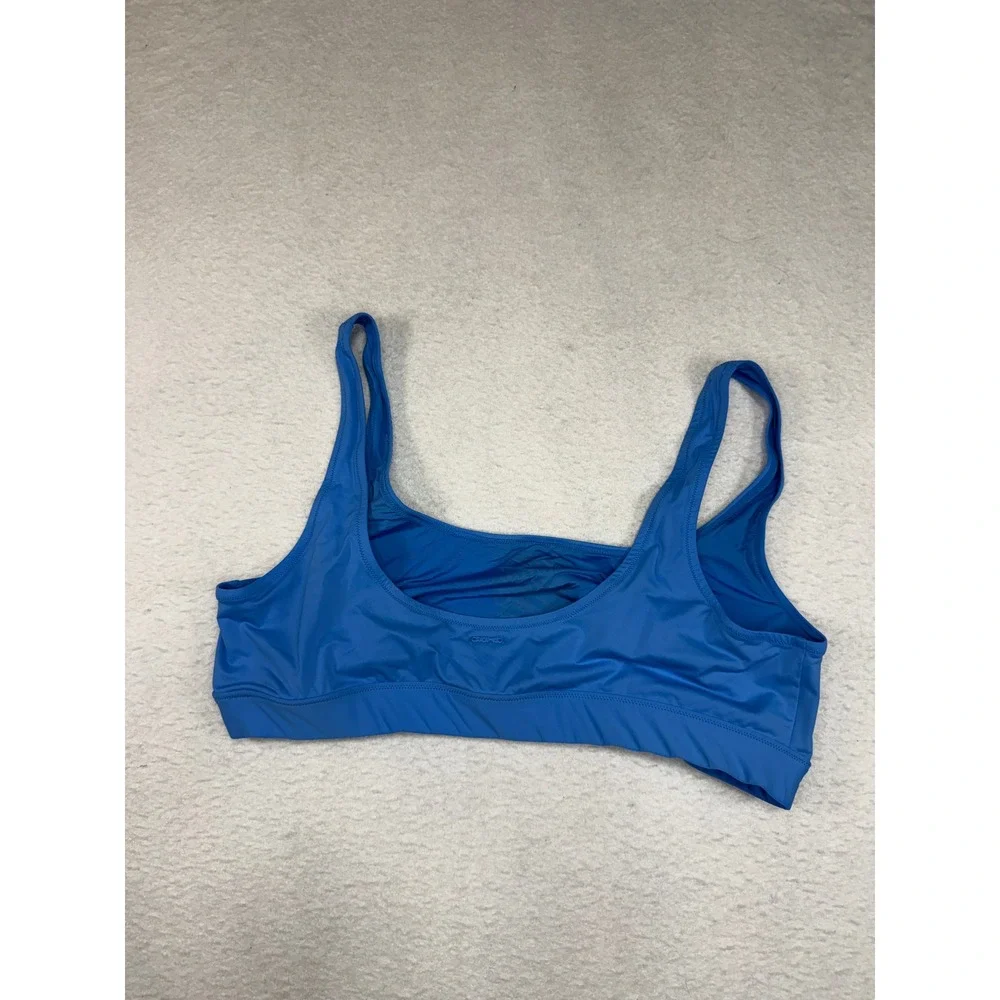 SKIMS Swim Scoop Neck Bikini Top Blue Recycled Nylon Size 3X